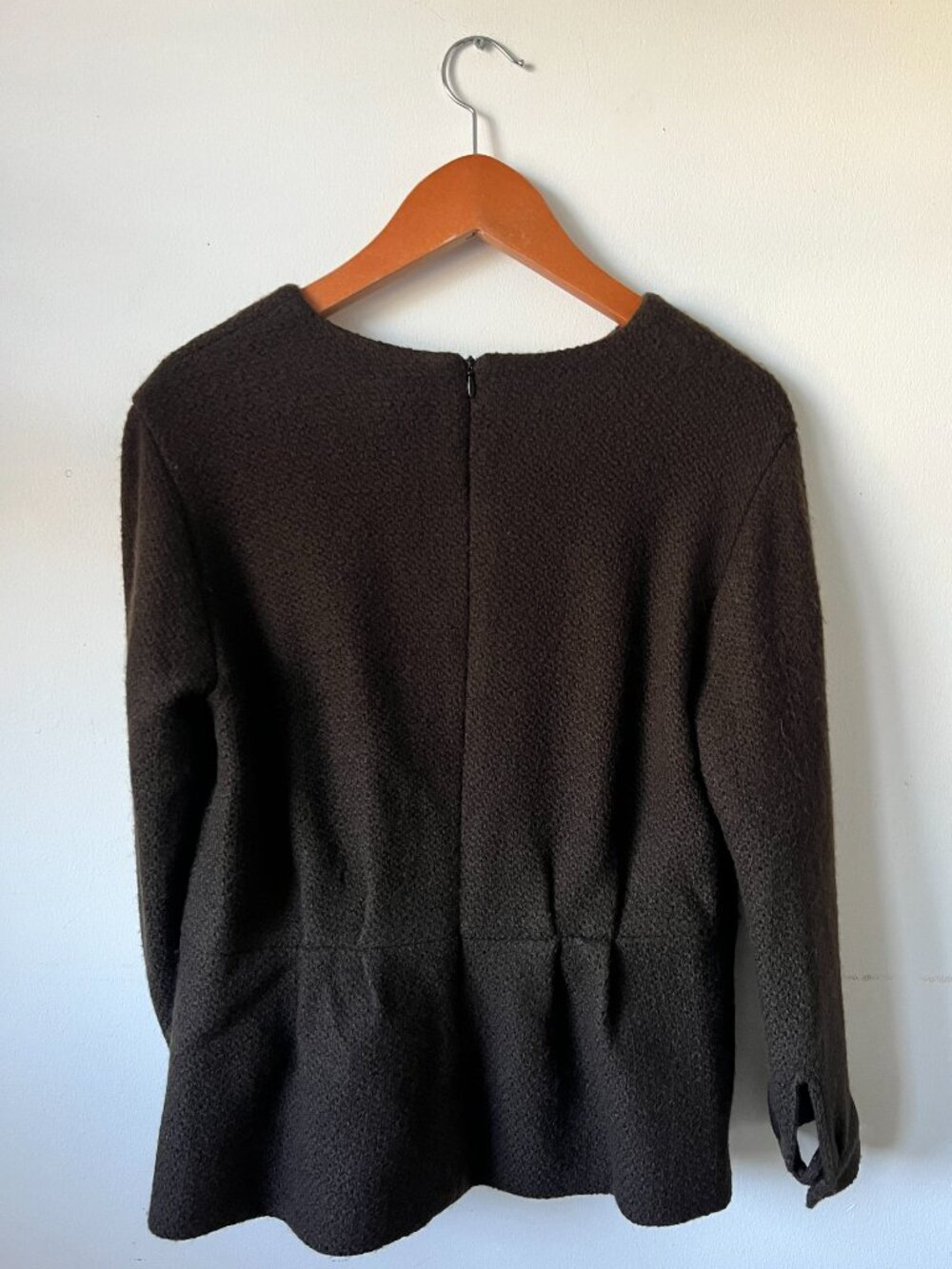 Dries Van Noten Chocolate Dark Brown Crewneck Wool Sweater Top 38 S/M - Picture 5 of 6